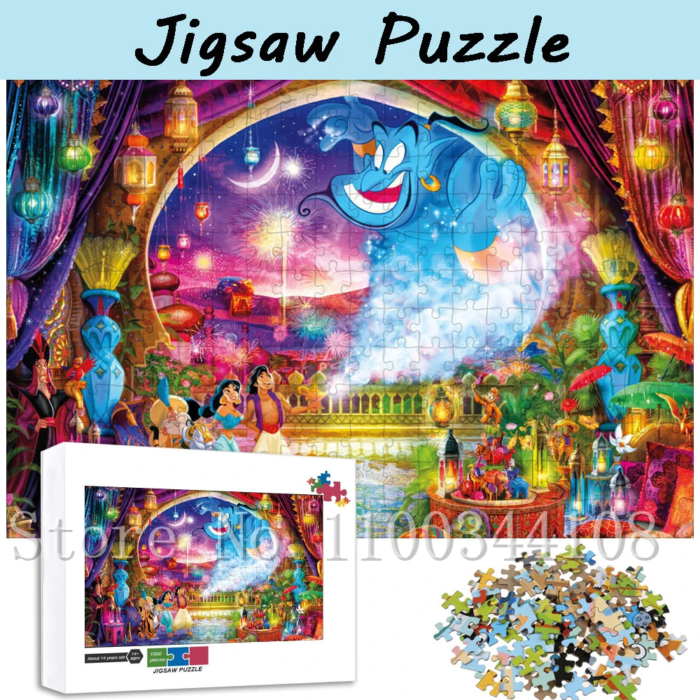 1000 Pieces Disney Puzzles for Adults Stress Relief Toys Aladdin Animation Jigsaw Puzzles Parent-Child Interactive Game Toy