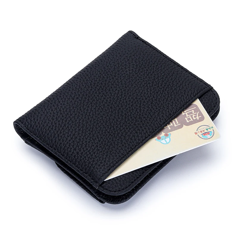 Porte-monnaie pliant simple en cuir de vachette véritable pour femme, petit portefeuille, portefeuilles multi-cartes, porte-cartes, porte-documents d'identité