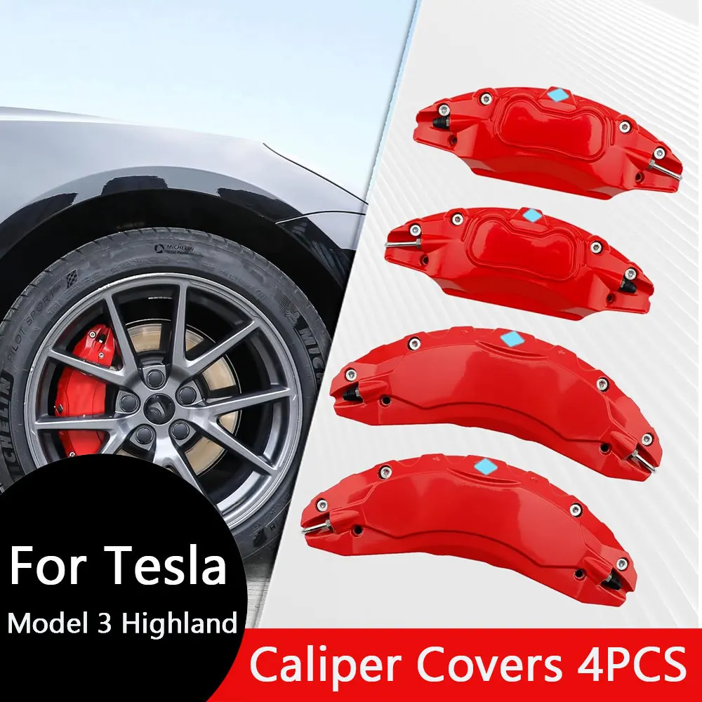 For Tesla Model 3 highland 2024 4Pcs Brake Caliper Cover Fit 18 19 Inch Wheel Hub Car Modification Decoration Accessories