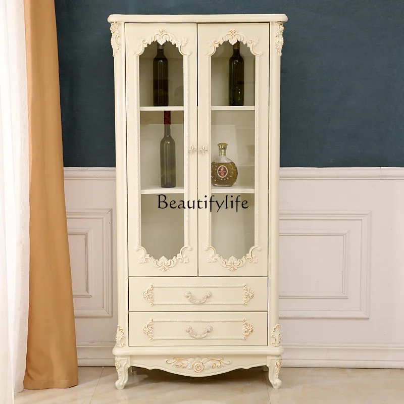 

P13New French Korean wine cabinet Mediterranean pastoral white corner cabinet, European simple
