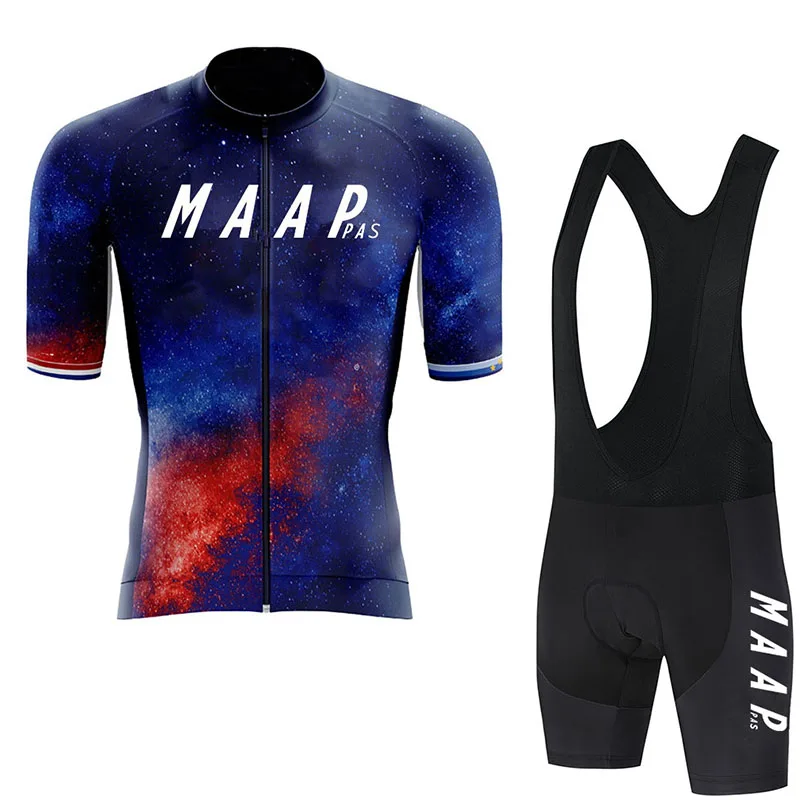 طقم بدلة ركوب الدراجات الصيفية للرجال من MAAPPAS، قميص رياضي بأكمام قصيرة يسمح بمرور الهواء، مريلة عالية التمدد #2