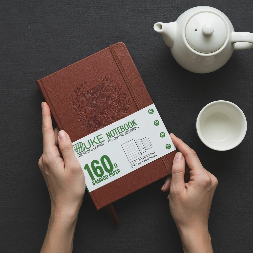 Modernes gepunktetes Notizbuch mit Kunstledereinband, 160 g/m2 dickes Papier, 160 Seiten, weiche Ecken, öffnet 180 °