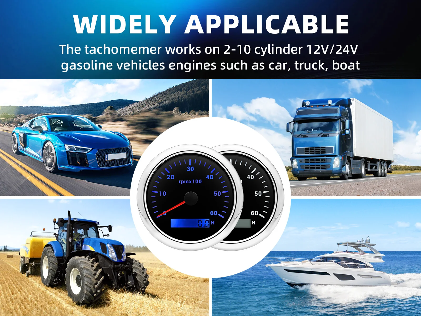 3k/4k/6k/8k RPM Gauge 85mm Tachometer mit LCD Betriebsstundenzähler für Marine Boot Auto 7 Farben LED-Hintergrundbeleuchtung 8000rpm 6000rpm RPM Meter – Detail 9