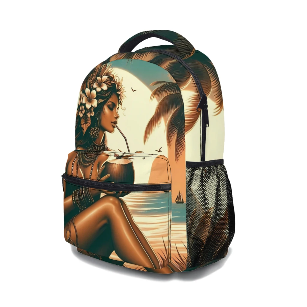 Mochila escolar ligera con estampado de diosa de la playa de Coco para niños, mochila informal para jóvenes