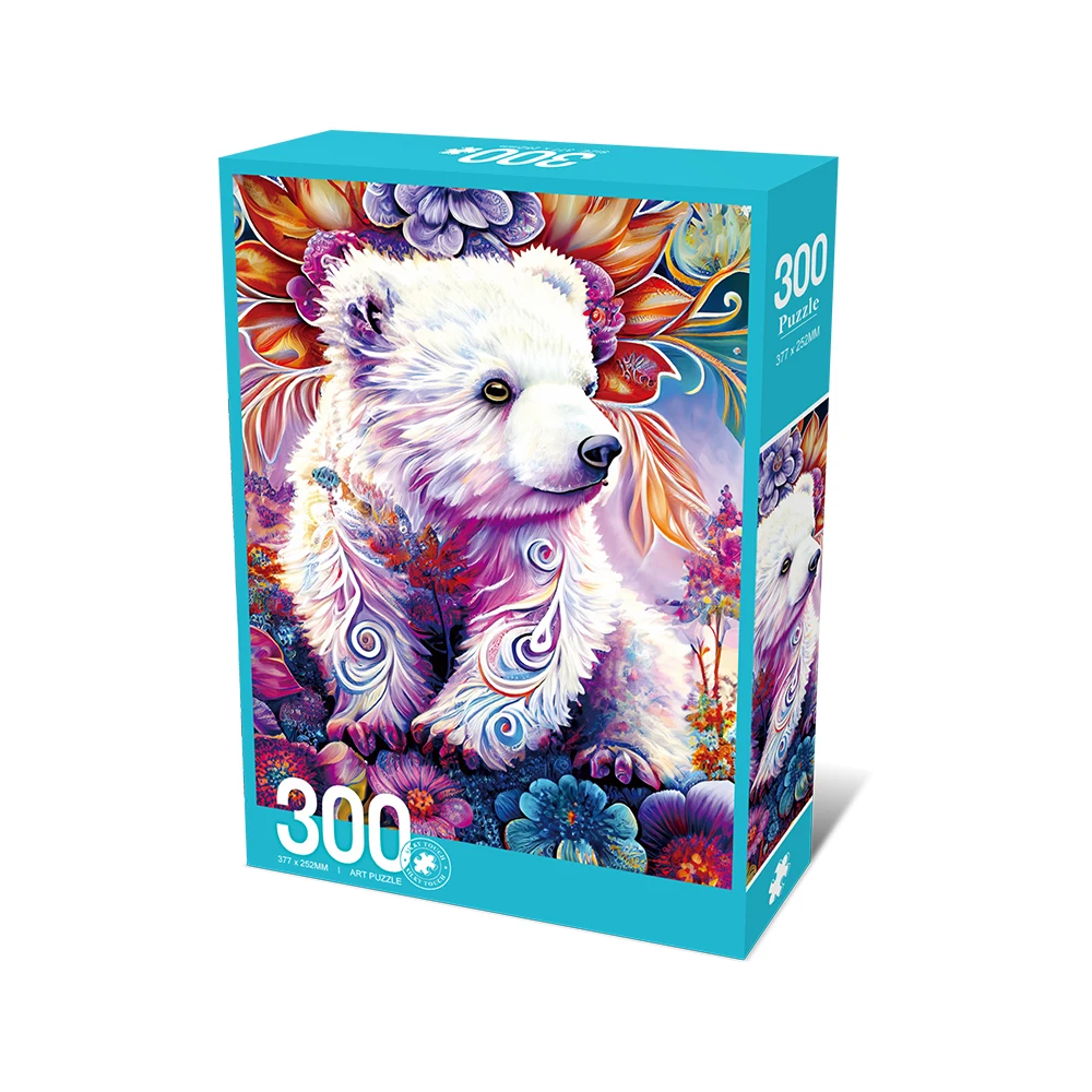 Quebra-cabeças para adultos/crianças 300 peças coloridas juba urso quebra-cabeças famílias jogos brinquedo para casa arte decoração quebra-cabeças