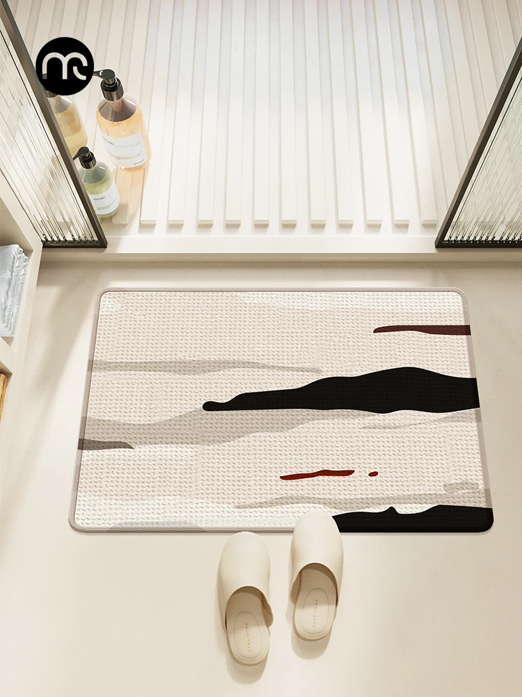 

Abstract Artistic Handwoven Linen Bathroom Mat Anti Slip Floor Rug Rectangular Home Decor Water Absorbent Non Slip Kitchen Mat