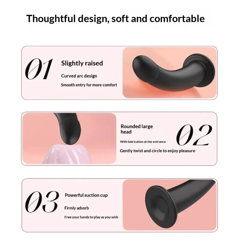 Dildo curvo in silicone con ventosa per training anale_voghion.com
