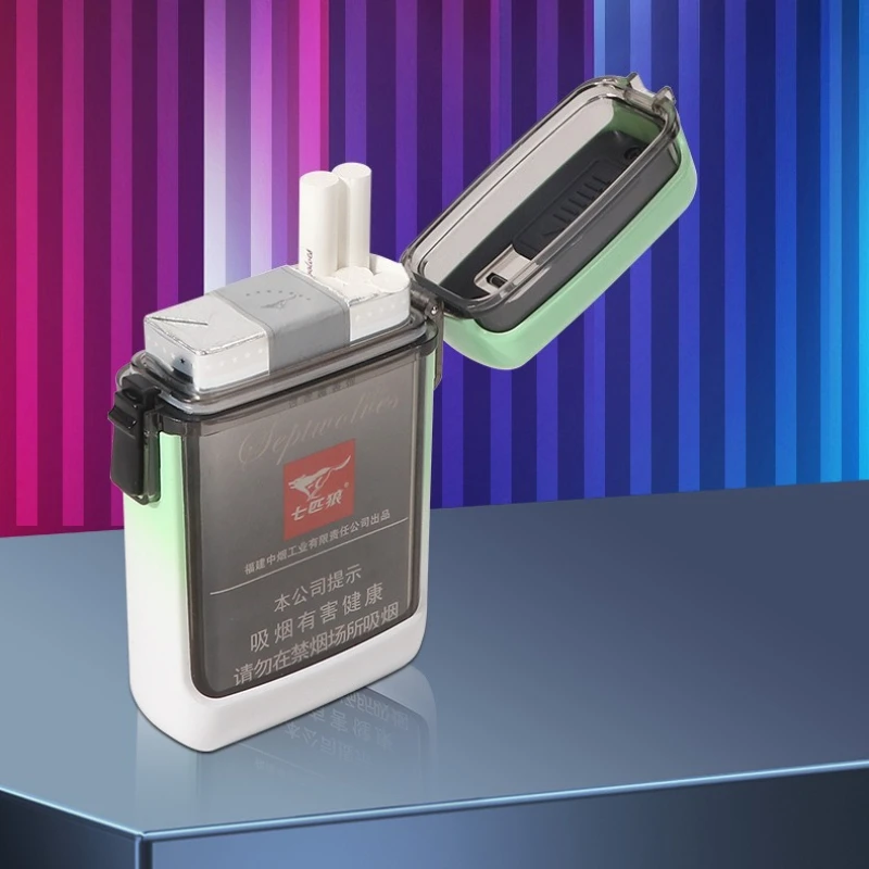 New 20 Thick Cigarette Box Transparent Waterproof Plastic with Tungsten Wire Cigarette Lighter High Value Cigarette Lighter