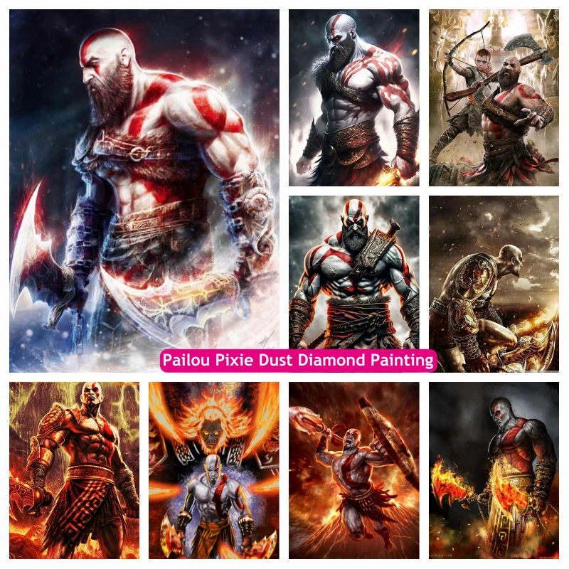 God Of War Ragnarok 5d AB Diamond Painting Kits Greek Mythology Kratos Art Mosaic Cross Stitch Handcraft Room Decor Gift