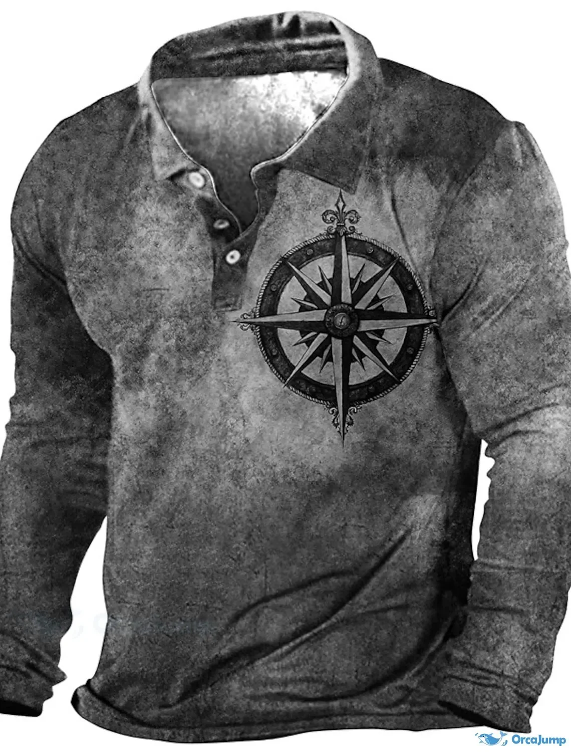 

Мужская рубашка-поло с длинным рукавом и черепом с компасом, спортивная одежда для отдыха на открытом воздухе, офисная повседневная одежда на пуговицах, весна и осень