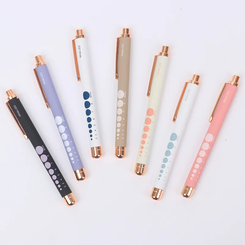 

20pcs Aluminum Alloy Pupil Pen Lamp, Rose Gold Pen with Graduated Scale, Oral Lamp, Ear, Nose, and Throat Universal Pen Lamp