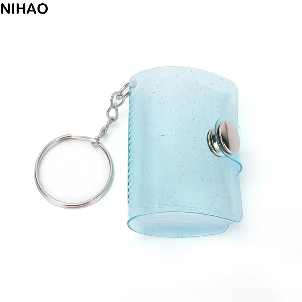 With Keychain Mini Photo Album Snap Button Design DIY Storage Photo Card Holder PVC Simple Portable Pocket Album