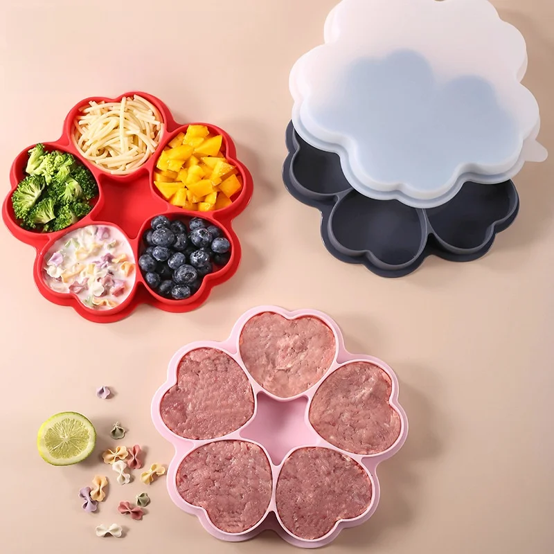 Molde de Silicona para Hamburguesas con Forma de Corazón, Herramienta para Hornear, Organizador de Carne Picada, Caja para Comida de Bebé, Molde para Gelatina en Forma de Corazón, Accesorio de Cocina