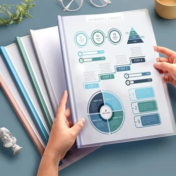 أغطية تقارير واضحة بقضيب منزلق ، أغطية تقارير واضحة لـ A4 وورق بحجم الرسالة ، أغطية استئناف ، رقائق مجلدات العرض التقديمي ، 10 عبوات