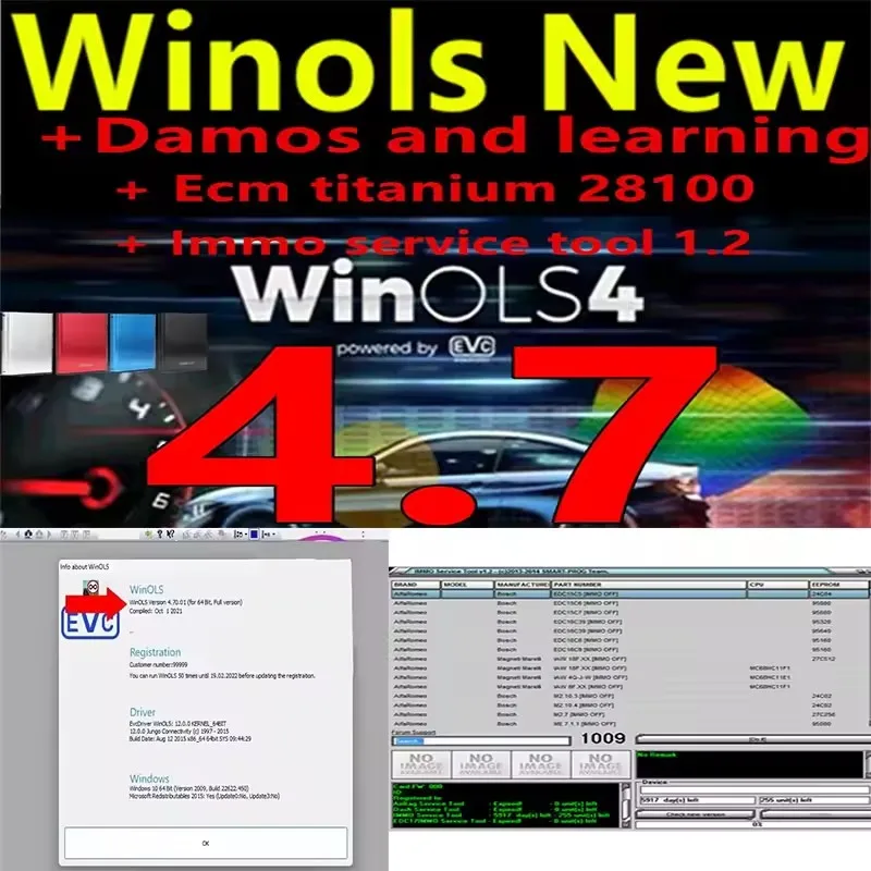 أداة Winols 4.7 المنشط الكامل لنظام التشغيل Windows 7 10 11 لا حاجة إلى Vmware متعدد اللغات + 2021 Damos + ECM TITANIUM + أداة خدمة IMMO