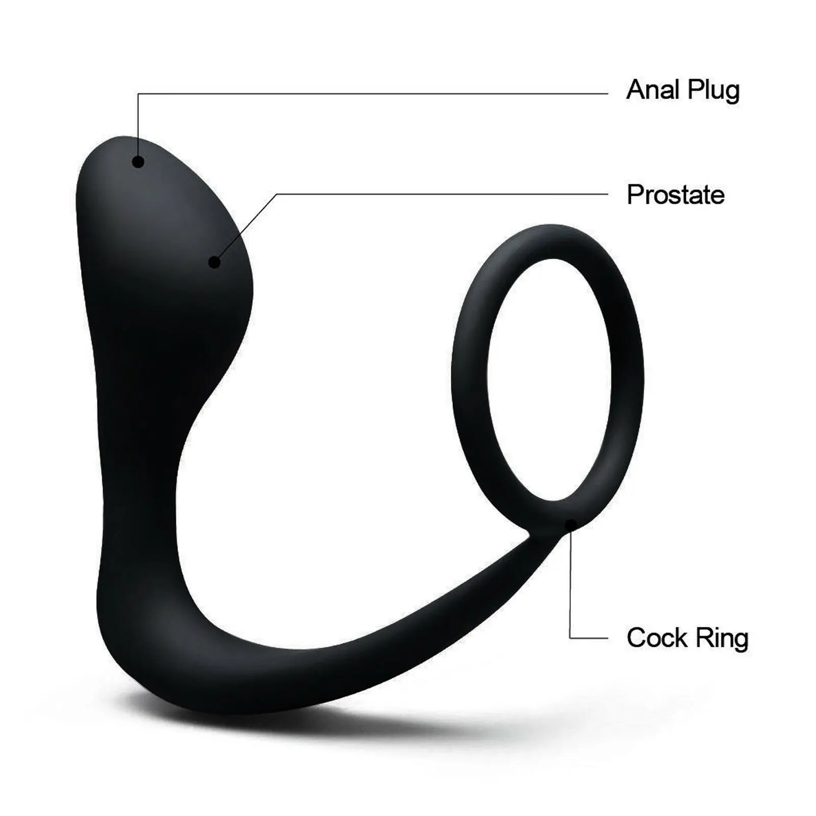 2 In 1 Anal Plug With Penis Rings Prostate Massage Dildo Butt Plug G-Spot Stimulator Delay Ejaculation Anal Sex Product For Male