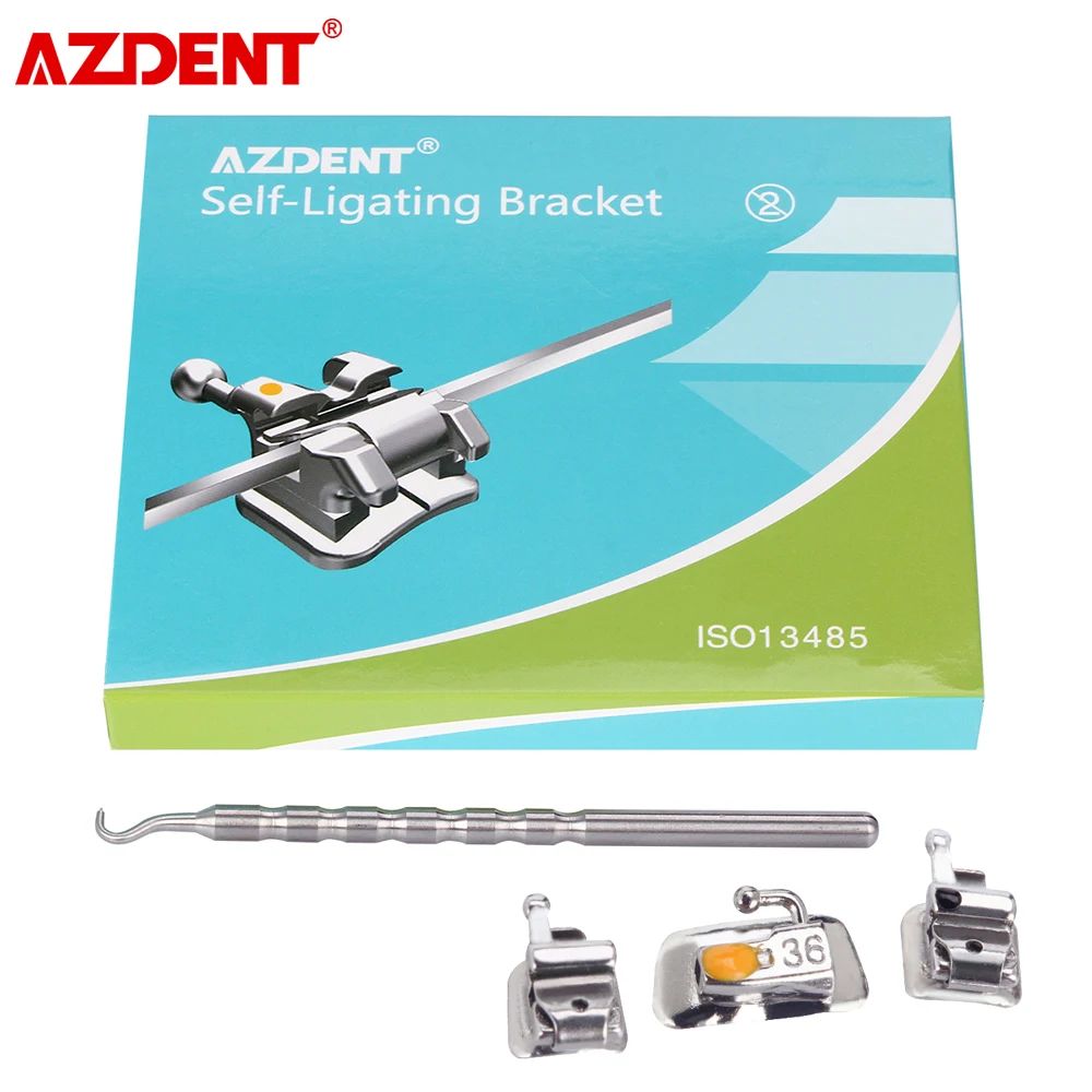 AZDENT Dental Active Self ligating Brackets With Buccal Tube Mini Roth 022 Hooks 3 4 5 Orthodontic Brace