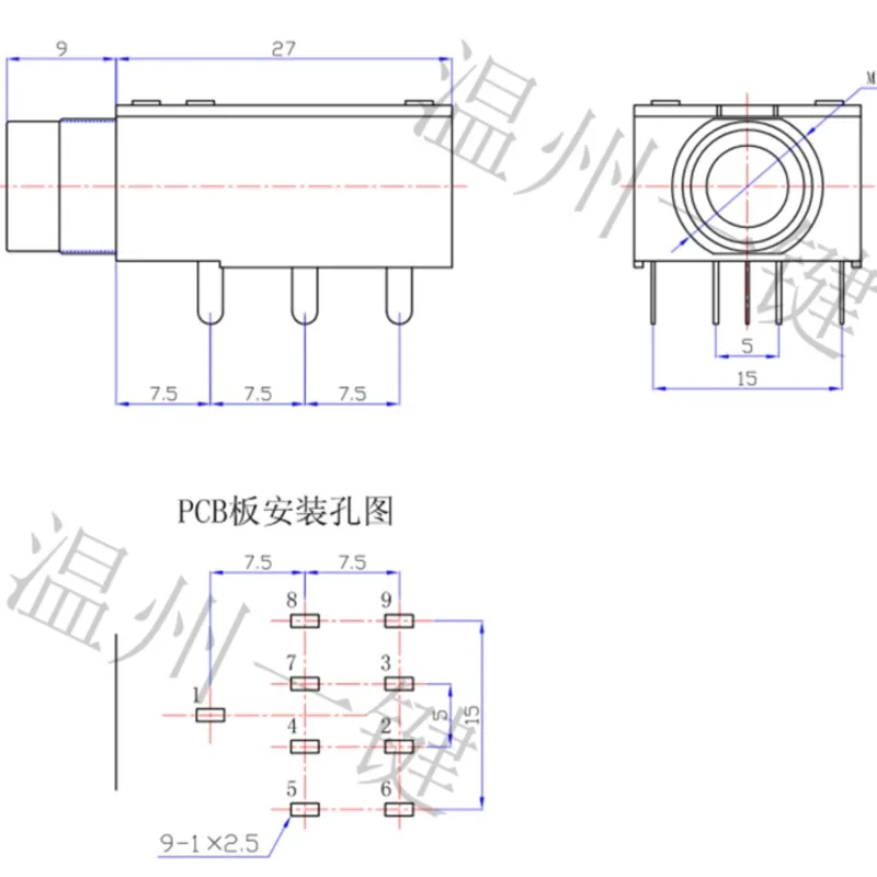 10 PCS 6.5MM stereo 6.35.106.9 microphone headphone socket