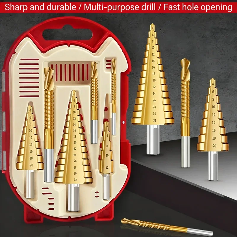 Serrated ladder drill bit with cobalt metal drilling multifunctional hole opener and reamer set for ladder drilling woodworking