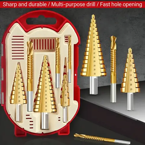 Serrated ladder drill bit with cobalt metal drilling multifunctional hole opener and reamer set for ladder drilling woodworking