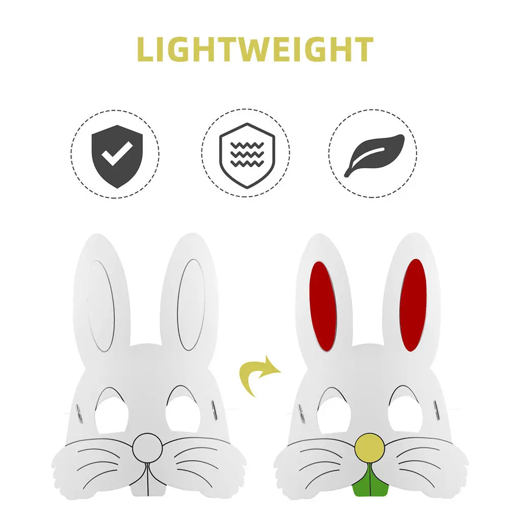 20Pcs Rabbit Paper Masks for Kids DIY Blank Animal Craft Easy Paint Party School Activities Colorful Art Rabbit Mask