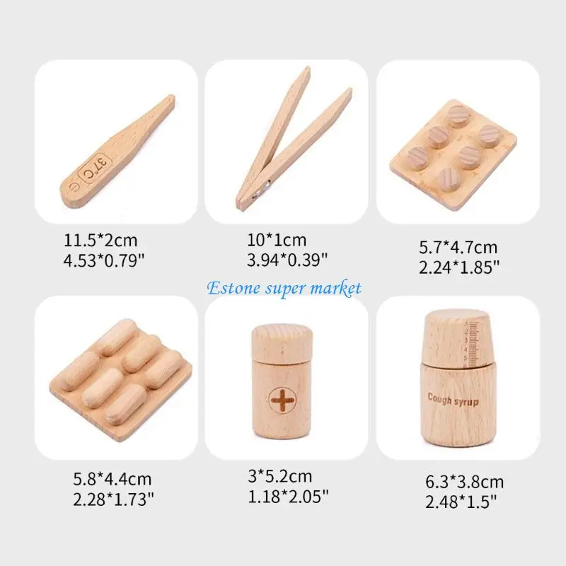 Herramientas médicas madera 090B, juguete para juego imitación para niños, médicos, juguete para niñas Cos-play
