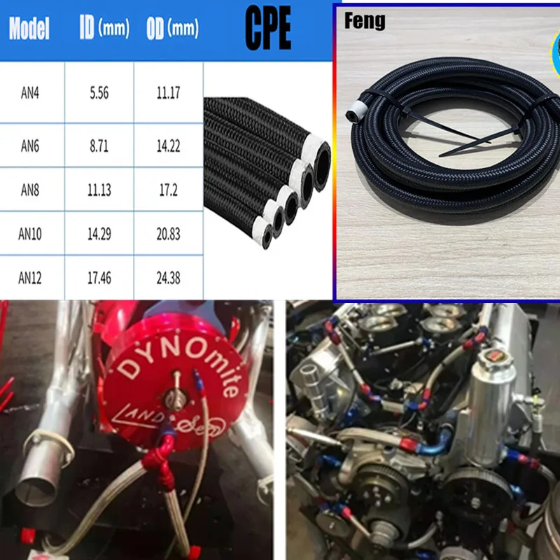 

1M 3M 5M Fuel Hose Oil Gas Line AN4 AN6 AN8 AN10 AN12 Cooler Hose Line Pipe Tube Nylon Braided CPE Rubber Auto Parts