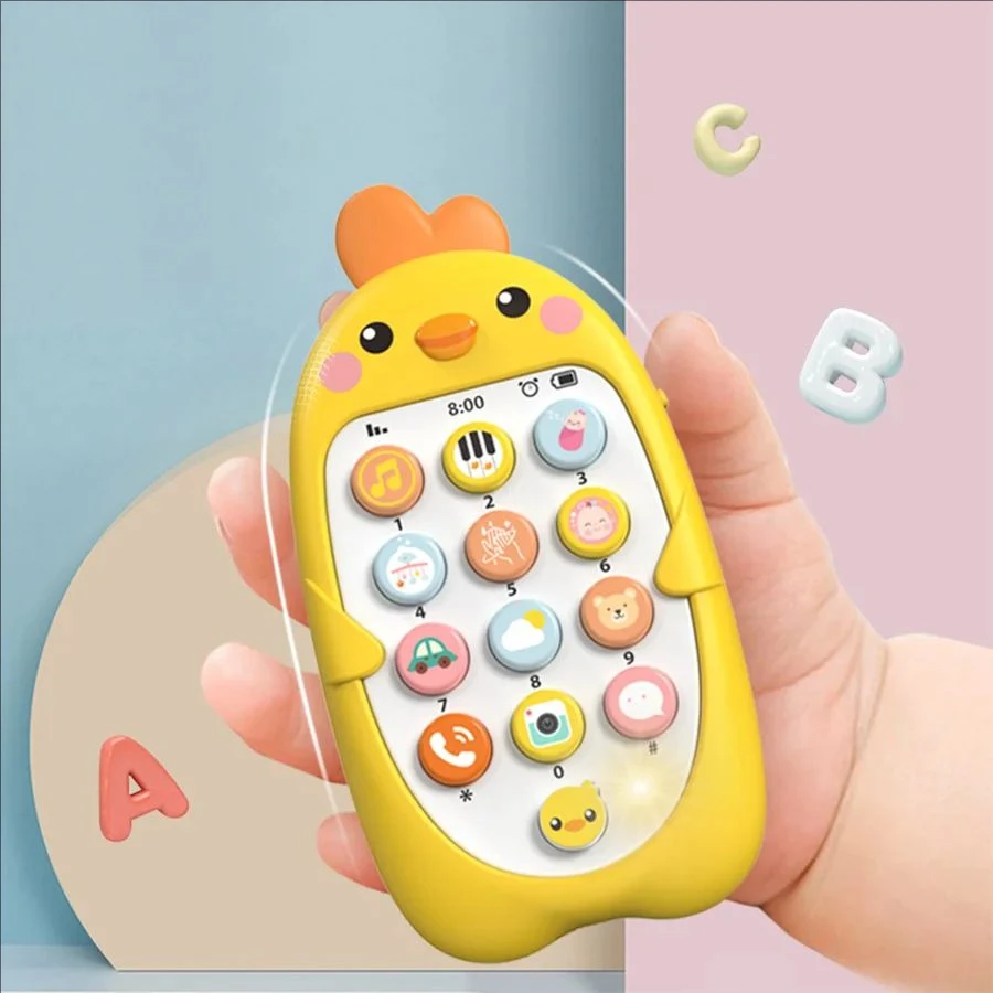 Teléfono móvil con música de pollo para niños, juguete eléctrico, teléfono analógico, rompecabezas para bebé, máquina de cuentos de educación temprana