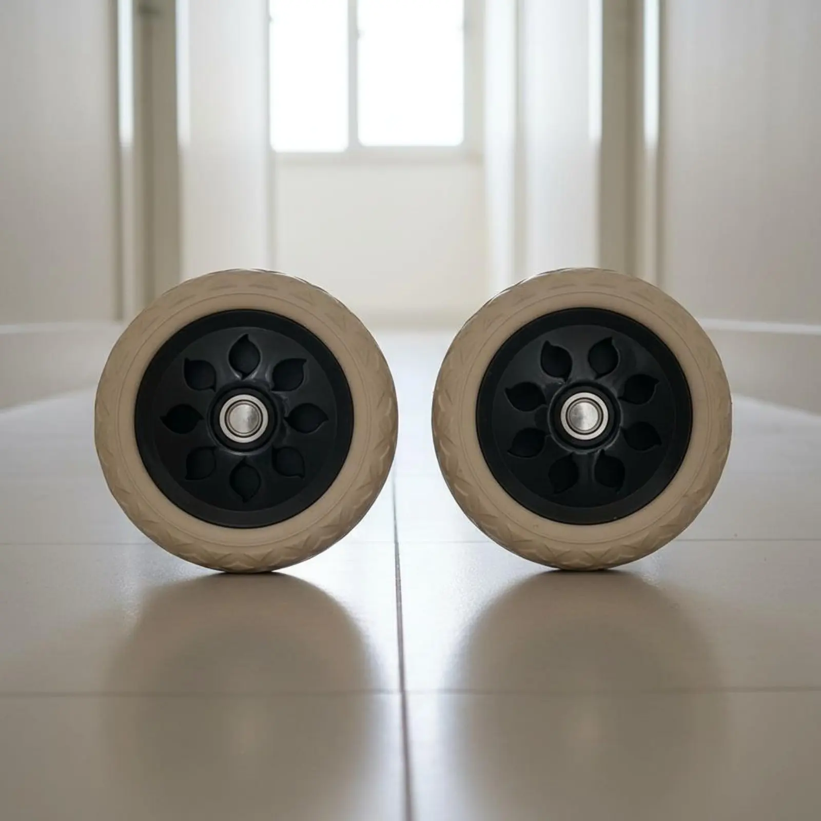 

2 Pieces Shopping Cart Wheel Quiet Function Pull Cart Wheel Stair Climbing Wheels PU Material Easy Installation
