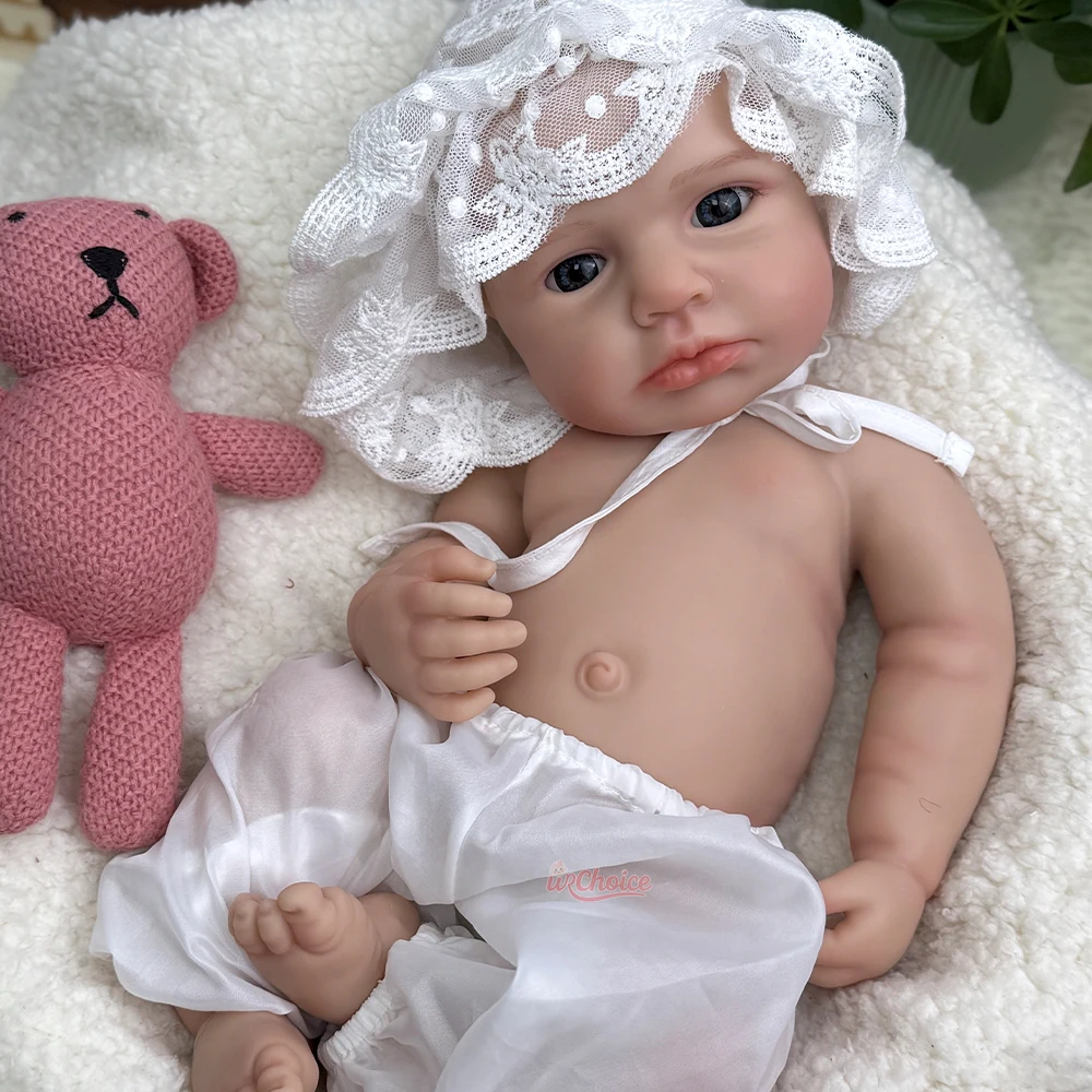 46cmシリコンベビーガールルルフルソリッドシリコンリボーンドール塗装済み3Dスキンウェイトドールクリスマスプレゼント子供のおもちゃ
