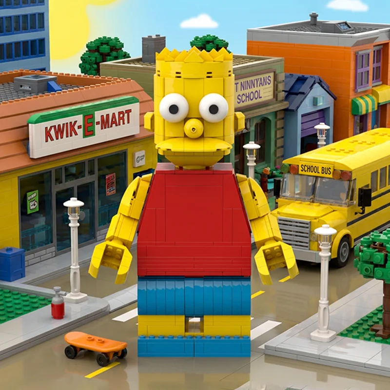 

Новый набор из 610 деталей: Модель минифигурки Барта Симпсона, конструктор, креативная коллекционная модель, кирпичики для сборки, подарок на день рождения для детей