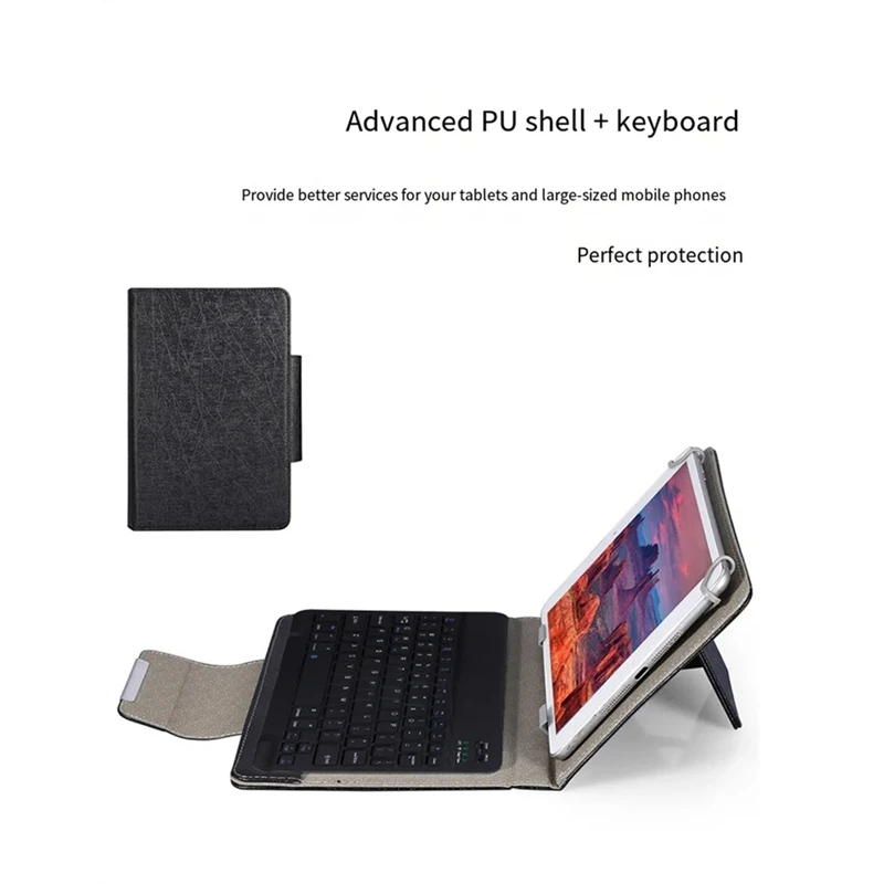Wireless Bluetooth Keyboard for Tablet PU Leather Case Stand Cover for Pad 10 Inch for IOS Android-AC17