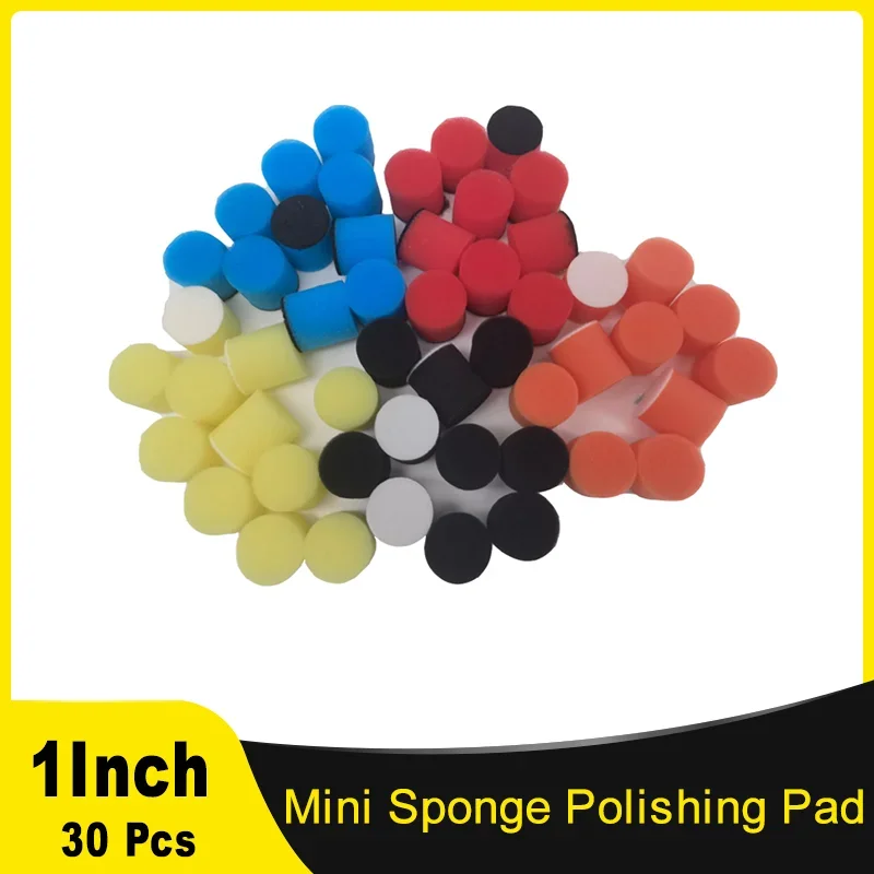 

1-дюймовая мини-губка для полировки, Набор полировальных подушек, 30 шт., Различные цвета для автомобильной насадки для полировки ступиц, Детализирующий сургуч