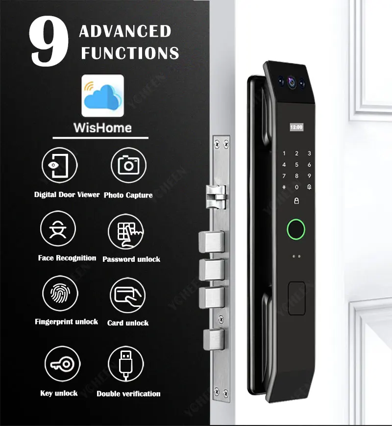 Imagem -02 - Face Recognition Smart Door Lock Desbloqueio Digital Impressão Digital Cartão Chave Nfc Desbloquear App Wishome3d