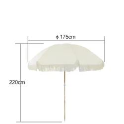 Outdoor Beach Fringe Umbrella with Base Vintage Bohemian Sun Protection Parasol  Garden Pool Beach Button Tilt Sunshades