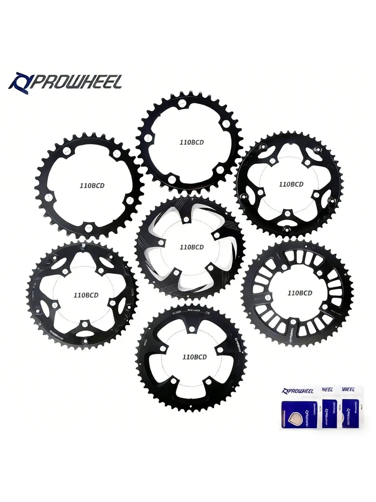 PROWHEEL 110BCD 5-otworowa tarcza mechanizmu korbowego do roweru szosowego, 34T/50T, 8/9/10/11 rzędów, wykonana z aluminium CNC, części zamienne do rowerów — 2