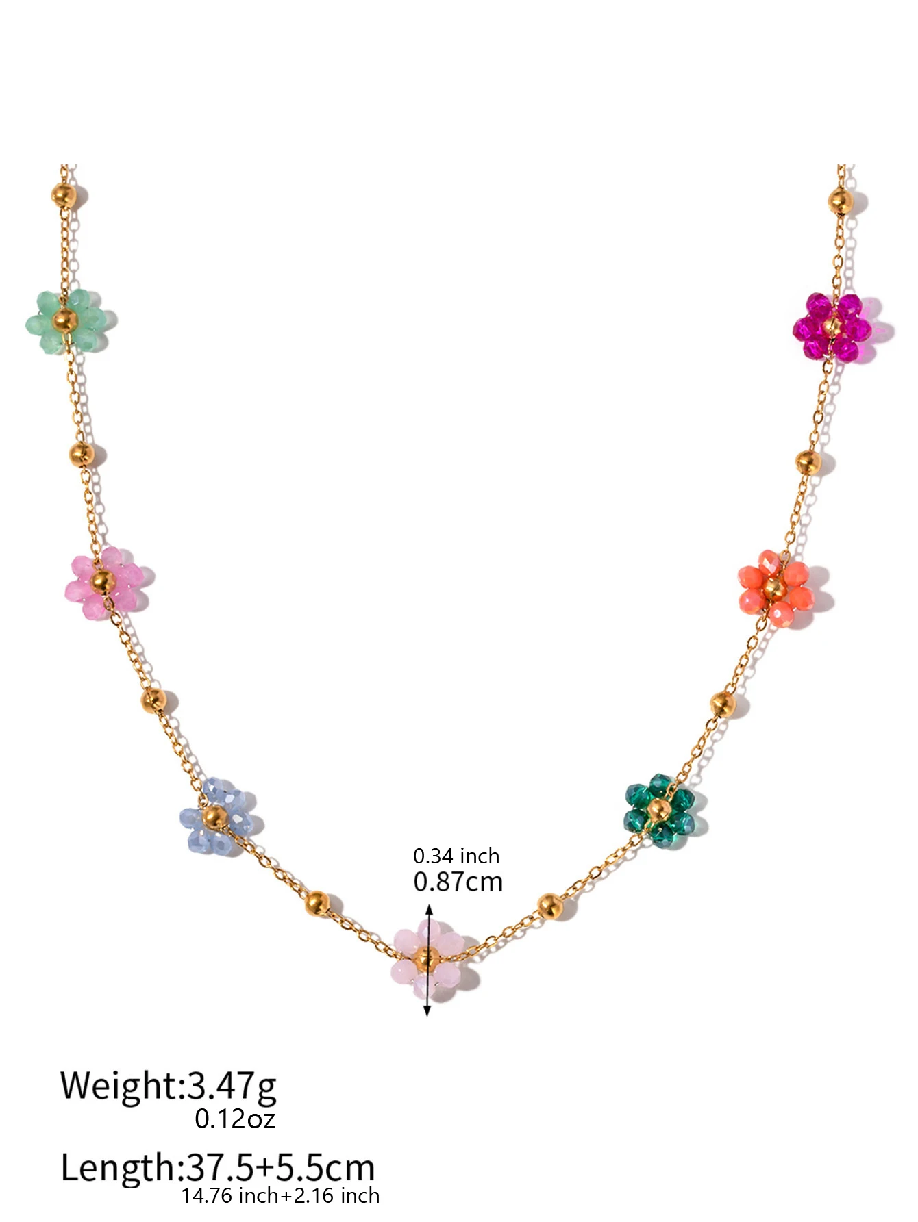 2024 New Colorful Daisy Flower Necklace Bracelet for Women Girl Fashion Clavicle Chain Non-fading Jewelry Gift