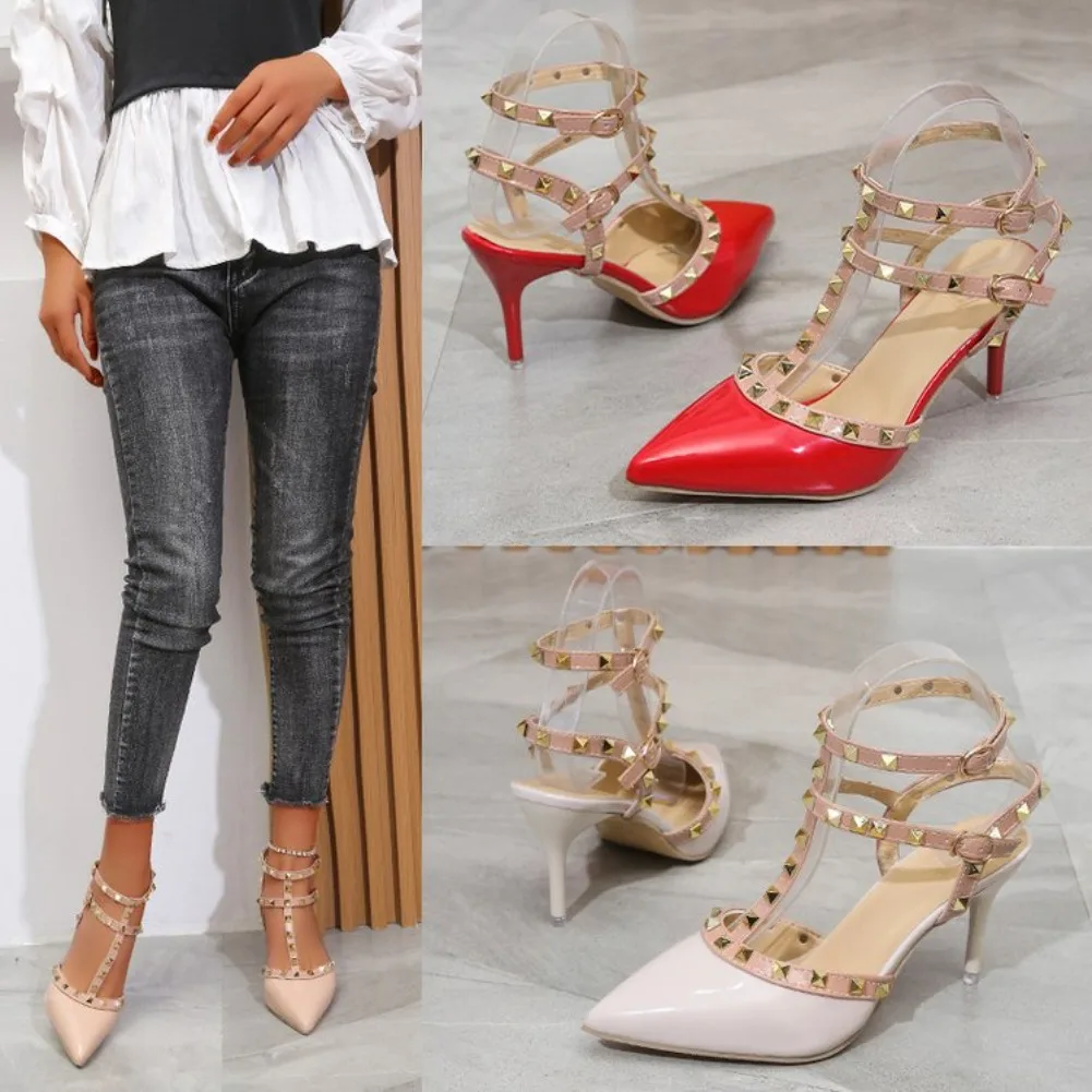 Damen Mode Sexy Sandalen 2026 Neue Spitzschuh-Design mit Schnalle und Nieten Trendige High Heels Schuhe für Kleider, Hochzeiten, Bankette und Partys – Detail 10