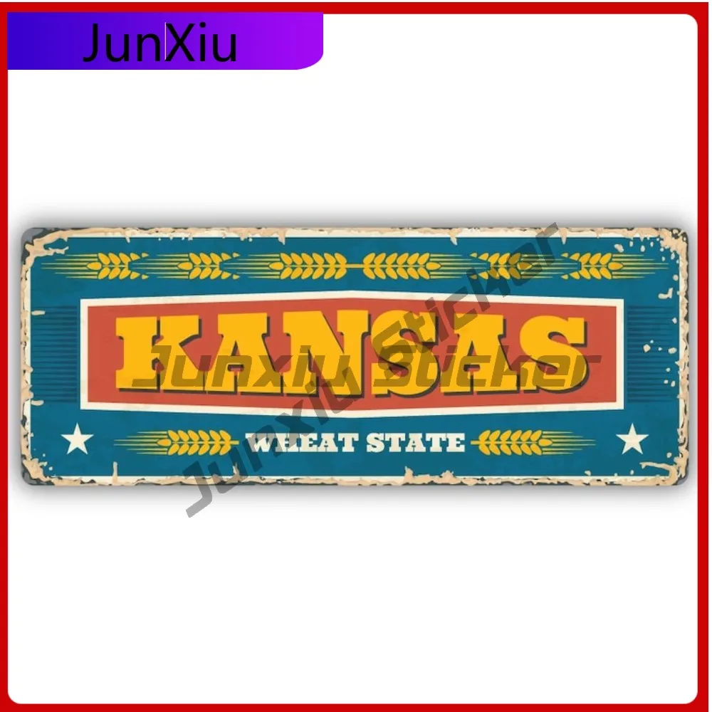 

Kansas Wheat State Travel Vintage Art Design Bumper Vinyl Sticker Vacation Travel Cities Countries Vinyl Sticker Waterproof Pvc