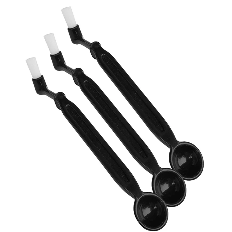 スプーン付きコーヒークリーニングブラシ,コーヒーメーカーツール,グラインダーアクセサリー,3個