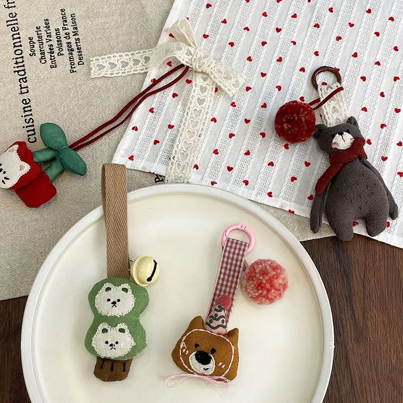 Simpatica bambola di peluche per ciondolo borsa portachiavi in tessuto creativo con piccolo orso bambola portachiavi accessori pendenti all'ingrosso