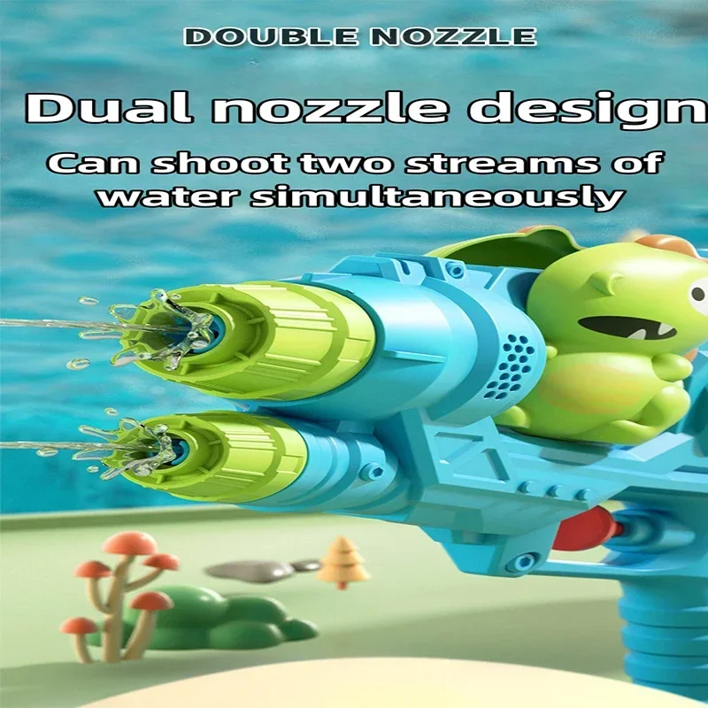 Giocattolo a spruzzo d'acqua per unicorno Pistola ad acqua a doppio ugello Dinosauro Tipo di pressa Watergun Pistola ad acqua per animali dei cartoni animati Giocattolo per piscina estiva per bambini
