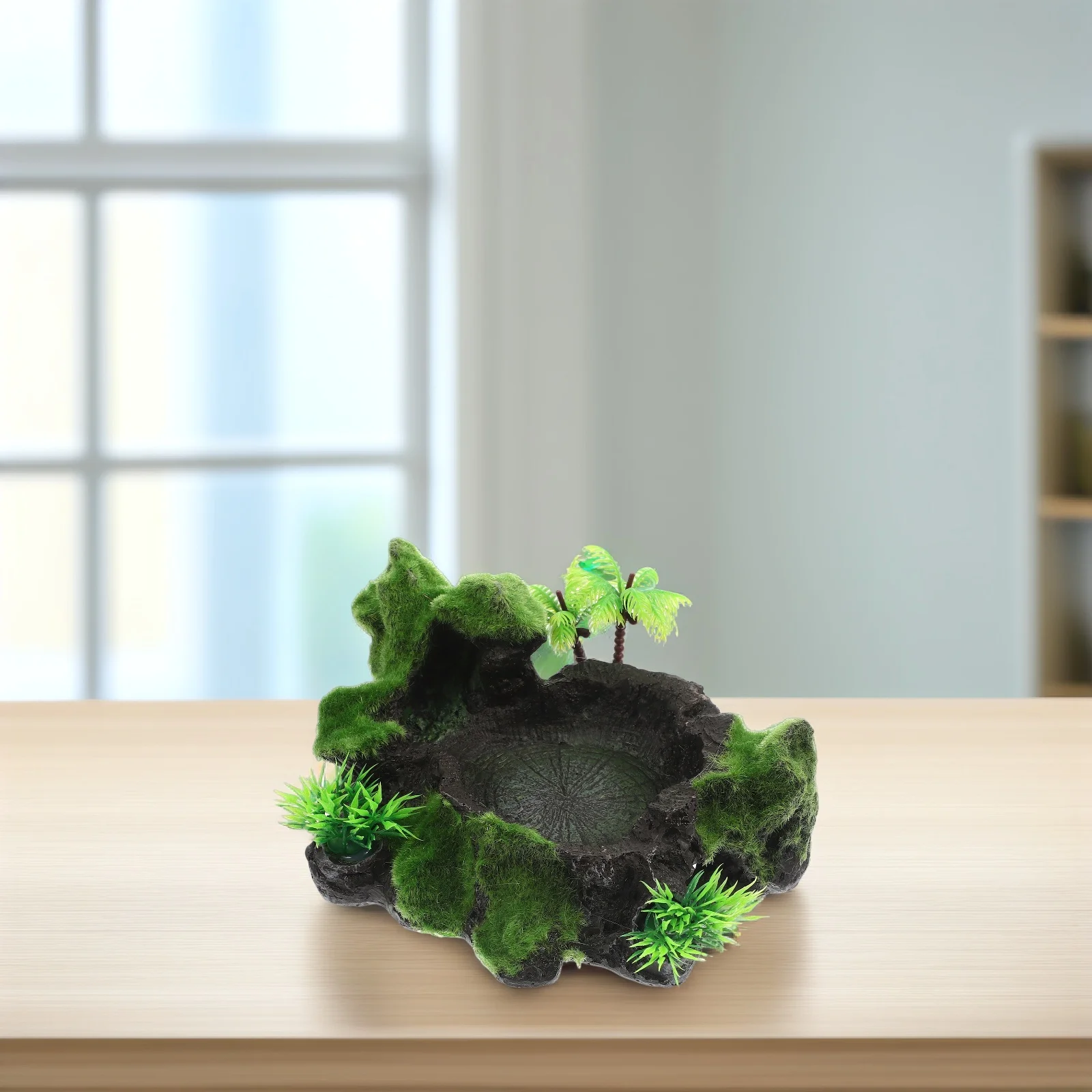 طبق تغذية الزواحف الراتنج عدم الانزلاق للسحالي القرن الضفادع تررم وعاء الماء ديكور طبيعي مقاوم للاهتراء #3