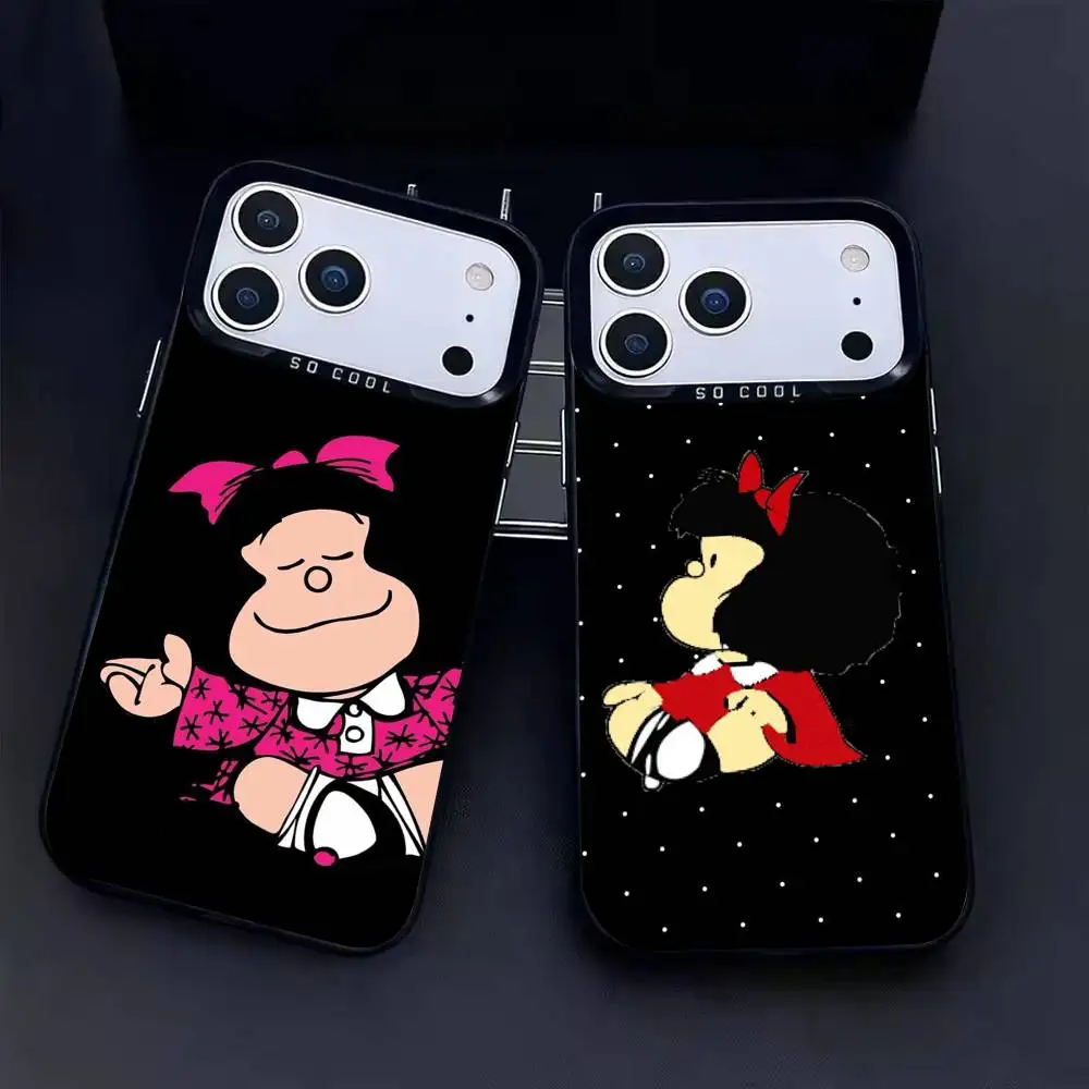 

Cartoon M-Mafalda Cute Phone Case For iPhone17, 16,15,14,13,12 Pro Max Black Candy Matte Shockproof Cover