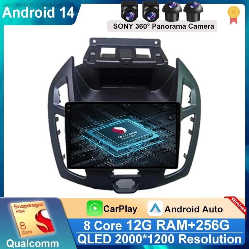 Radio con GPS para coche, reproductor multimedia con Android 14, 9 pulgadas, CarPlay, WITSON, WIFI, BT, DSP, 4G, para FORD TRANSIT Connect 2014 2015