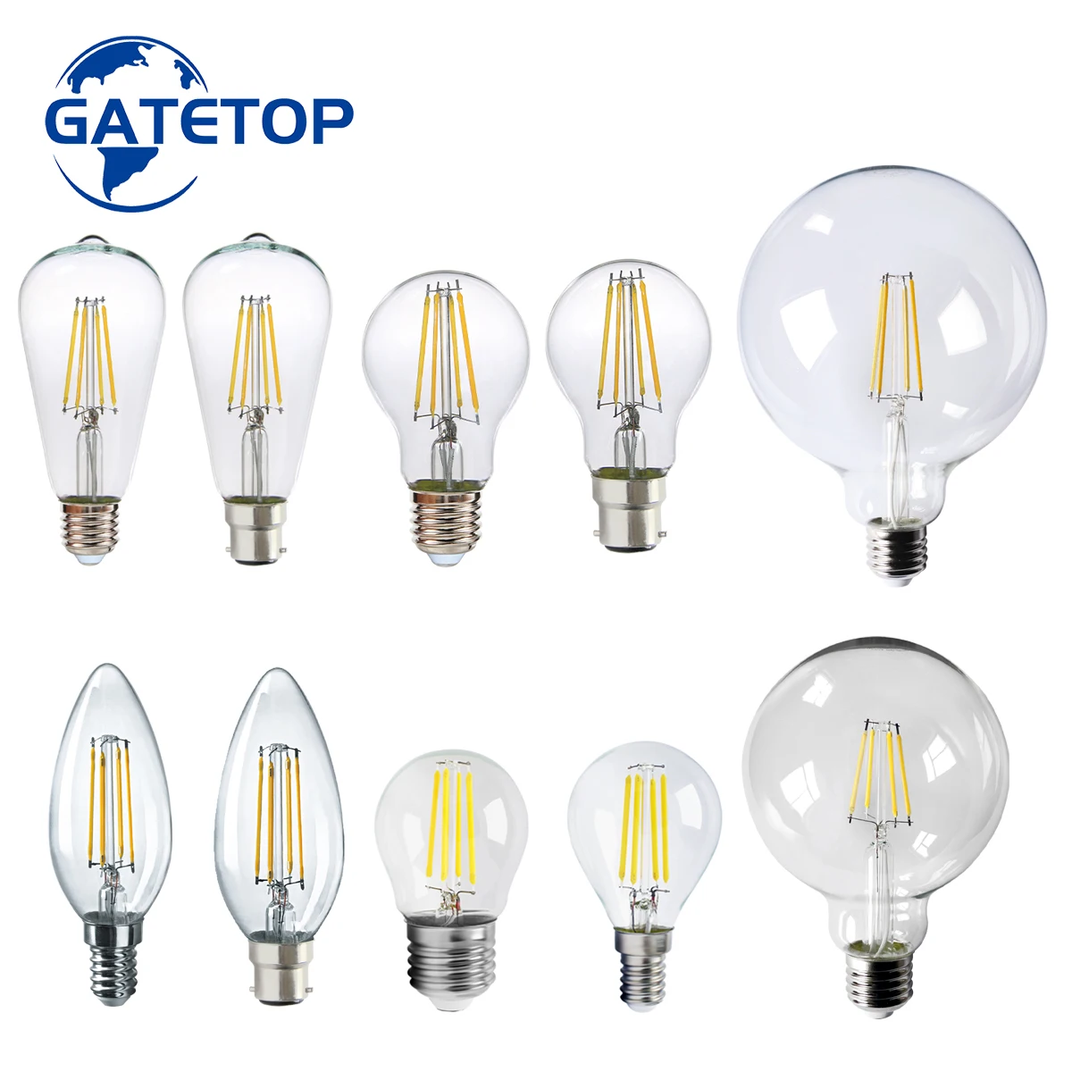 LED Filament Bulb Retro Edison E27 E14 B22 Lamp AC220V Light Bulb C35 G45 A60 ST64 G80 G95 G125 Glass Bulb Vintage Candle Light