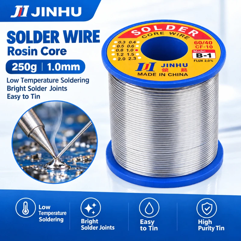 1.0 Mm 250g Roll Super Quality Rosin Core Solder Wire Low Temperature Tin Rosin Core Solder Welding Wire for Electronic Repair