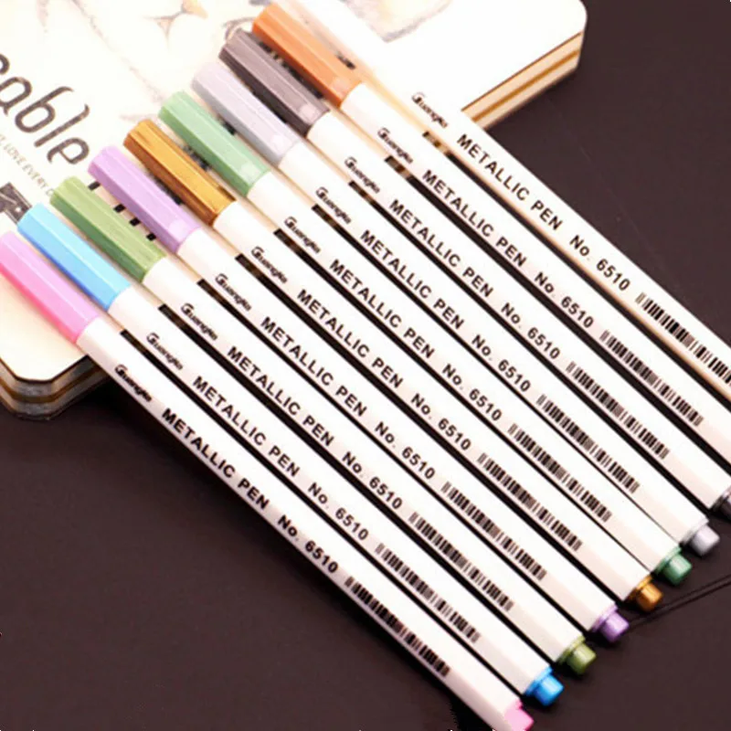 10pcs Colors Marker Glass CD Cup Graffiti Plastic Metal Painting Pen School Office Supply Student Stationery Artist Drawing Tool