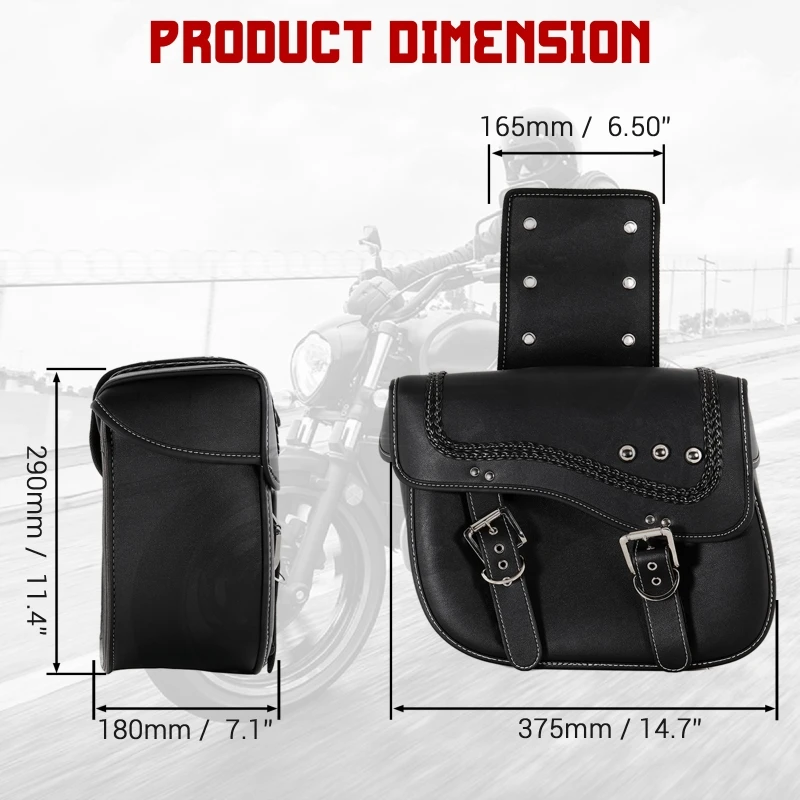 1 Pair Universal Motorcycle Side Saddle Bags PU leather Motorbike Side Tool Luggage Bags(with/without skull)