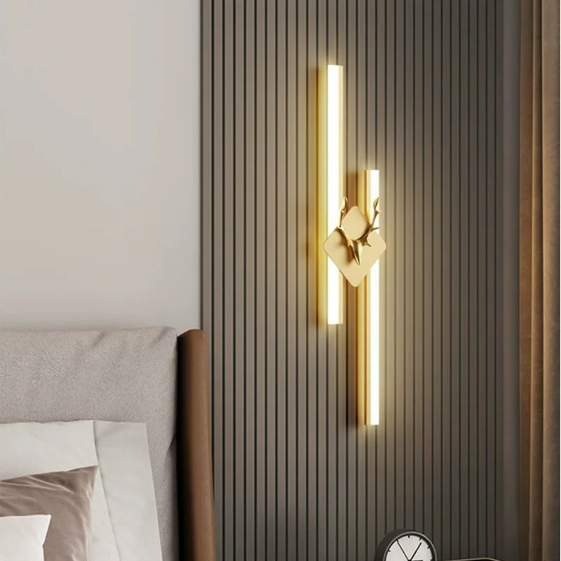 LED Bedroom Wall Lamp Wall Sconces Copper Line Pipe Acrylic Lampshade Indoor Lighting for Living Room Corridor Light Fixture